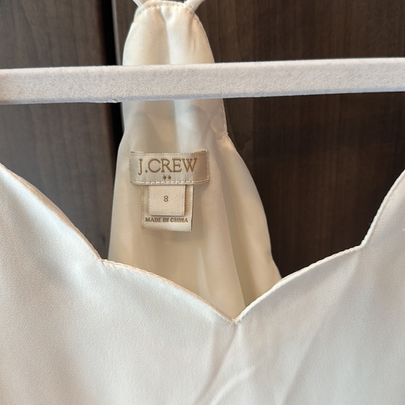 J Crew White Scalloped Tank Top Size 8 Adjustable Straps - Picture 4 of 6